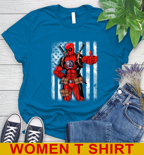 MLB Baseball San Diego Padres Deadpool American Flag Shirt Women's T-Shirt 8