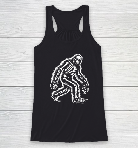 Funny Bigfoot Sasquatch Halloween Skeleton Racerback Tank