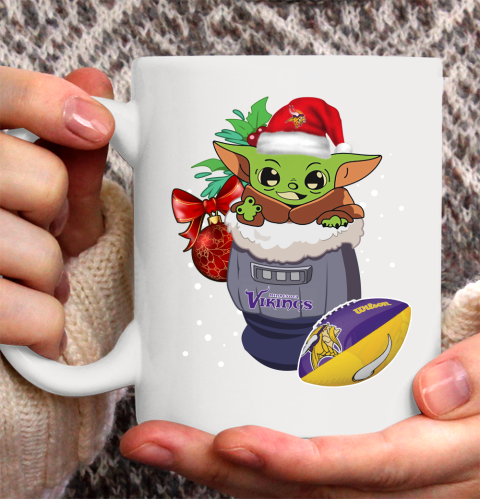 Minnesota Vikings Christmas Baby Yoda Star Wars Funny Happy NFL Ceramic Mug 11oz 4