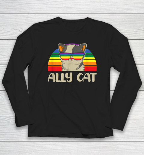 Ally Cat LGBT Gay Rainbow Pride Flag Long Sleeve T-Shirt