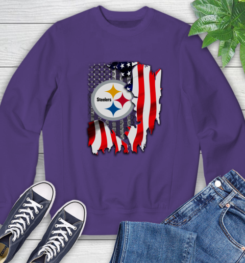 Pittsburgh Steelers NFL Football American Flag Sweatshirt 4
