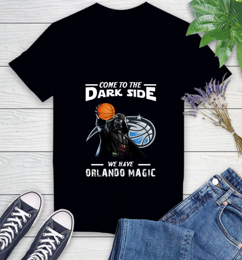 NBA Come To The Dark Side We Have Orlando Magic Star Wars Darth Vader Basketball Women's V-Neck T-Shirt