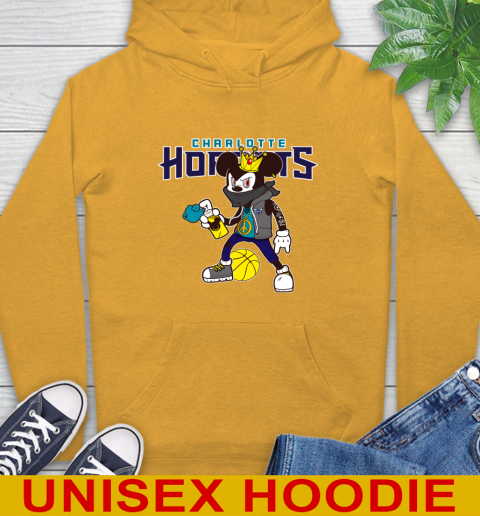 Charlotte Hornets NBA Basketball Mickey Peace Sign Sports Hoodie 3