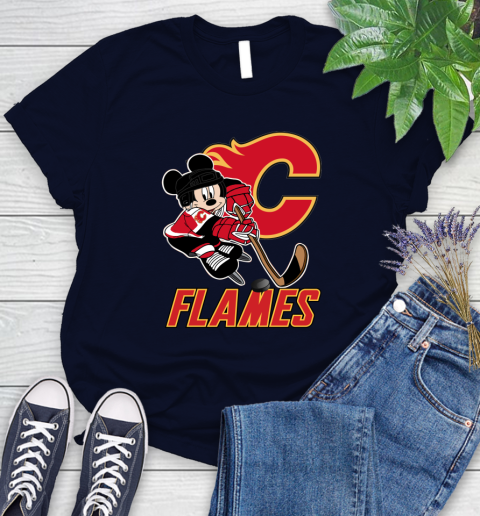 NHL Calgary Flames Mickey Mouse Disney Hockey T Shirt Women's T-Shirt 3