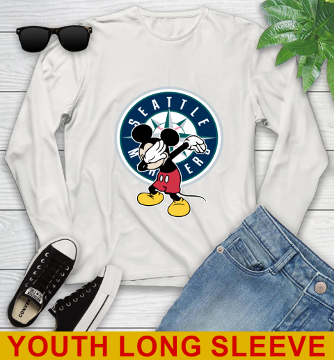 Seattle Mariners MLB Baseball Dabbing Mickey Disney Sports Youth Long Sleeve 12