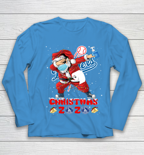 Los Angeles Dodgers Funny Santa Claus Dabbing Christmas 2020 MLB Youth Long Sleeve 5