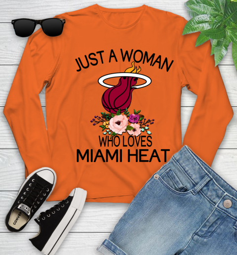 NBA Just A Woman Who Loves Miami Heat Basketball Sports Youth Long Sleeve 2