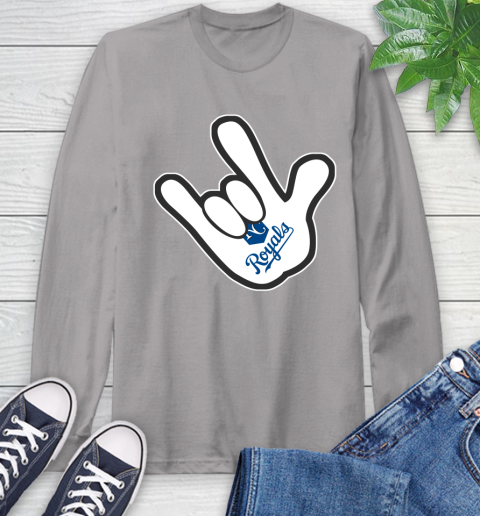 Kansas City Royals MLB Baseball Mickey Rock Hand Disney Long Sleeve T-Shirt 6