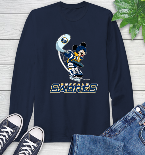 NHL Hockey Buffalo Sabres Cheerful Mickey Mouse Shirt Long Sleeve T-Shirt - Image 5