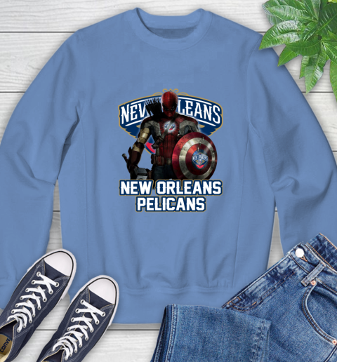 New Orleans Pelicans NBA Basketball Captain America Thor Spider Man Hawkeye Avengers Sweatshirt 11