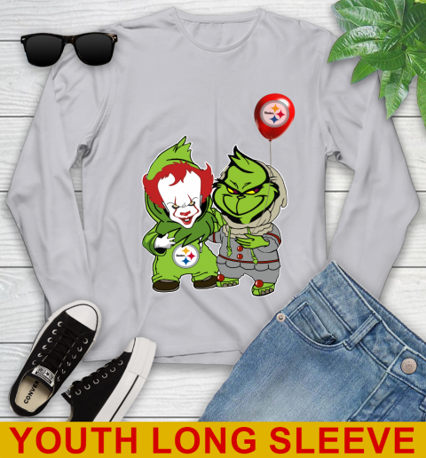 Pittsburgh Steelers Baby Pennywise Grinch Christmas NFL Football Youth Long Sleeve 6