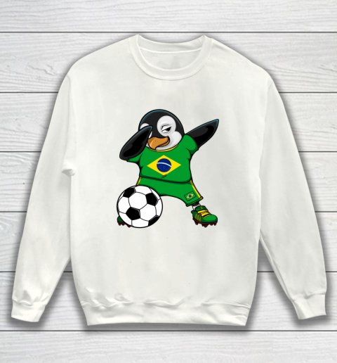 Dabbing Penguin Brazil Soccer Fans Jersey Football Lovers Sweatshirt