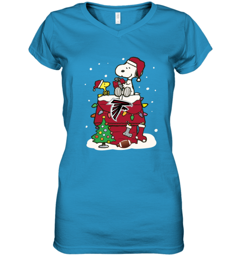 Happy Christmas With Atlanta Falcons Snoopy Women's V-Neck T-Shirt