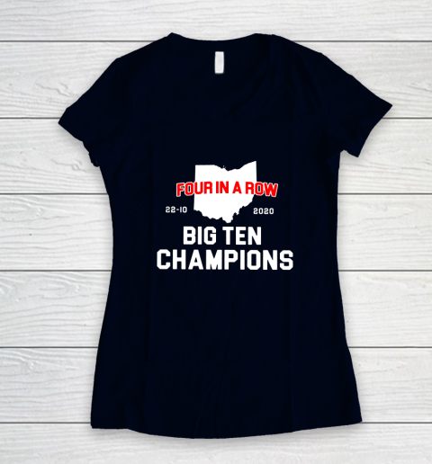 Big Ten Champions Four in a Row 2020 Women's V-Neck T-Shirt 2