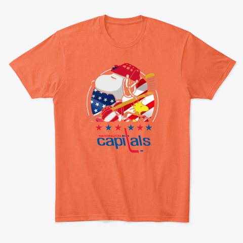 kmtp washington capitals snoopy and woodstock nhl classic t shirt 2 front orange