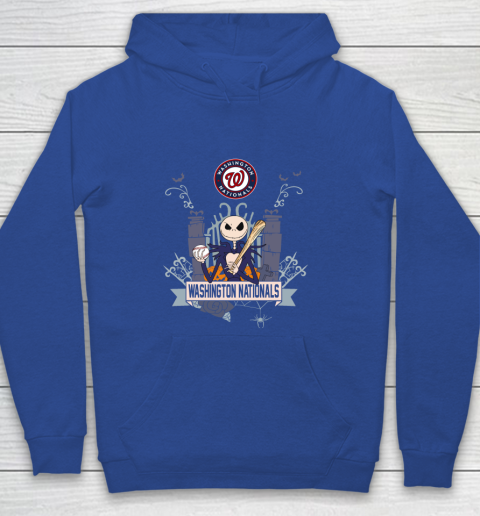 MLB Washington Nationals Baseball Jack Skellington Halloween Youth Hoodie 6