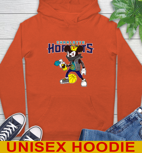 Charlotte Hornets NBA Basketball Mickey Peace Sign Sports Hoodie 5