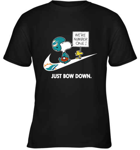 Miami Dolphins Are Number One – Just Bow Down Snoopy Youth T-Shirt