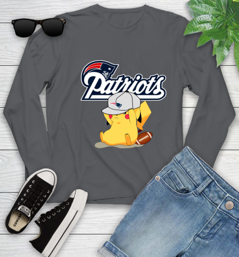 NFL Pikachu Football Sports New England Patriots Youth Long Sleeve 8