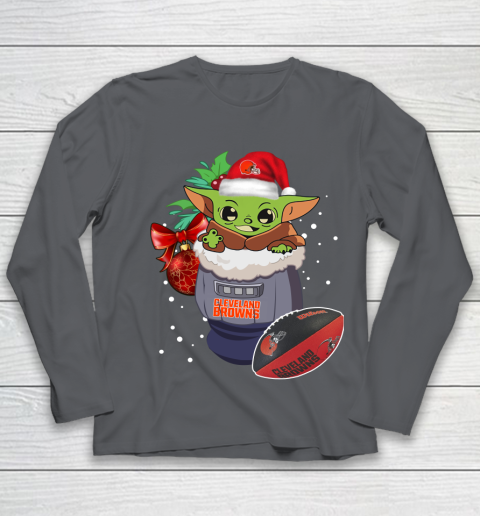 Cleveland Browns Christmas Baby Yoda Star Wars Funny Happy NFL Youth Long Sleeve 8