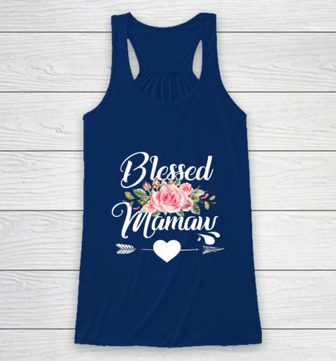 Blessed Mamaw Thanksgiving Christmas Floral Gift For Grandma Racerback Tank 6