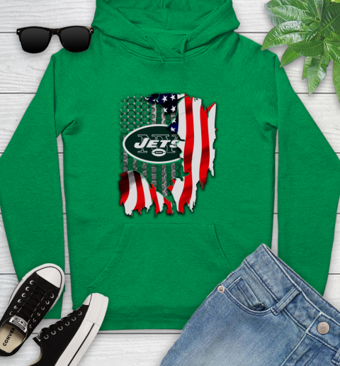 New York Jets NFL Football American Flag Youth Hoodie 9