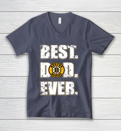 NHL Boston Bruins Hockey Best Dad Ever Family Shirt V-Neck T-Shirt - Image 8