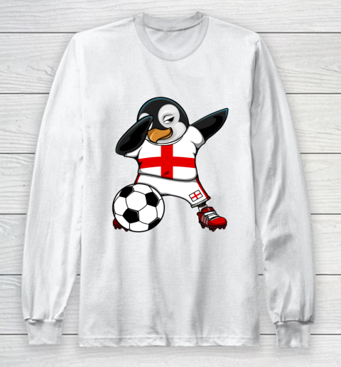 Dabbing Penguin England Soccer Fans Jersey Football Lovers Long Sleeve T-Shirt