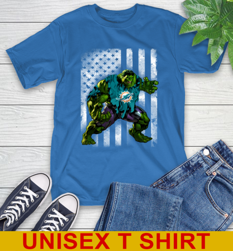 Miami Dolphins Hulk Marvel Avengers NFL Football American Flag T-Shirt 11