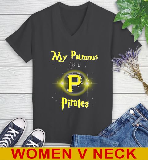 MLB Baseball Harry Potter My Patronus Is A Pittsburgh Pirates Women's V-Neck T-Shirt 8