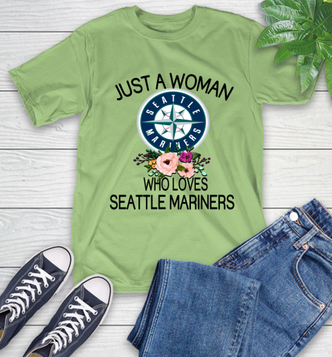 MLB Just A Woman Who Loves Seattle Mariners Baseball Sports T-Shirt 9