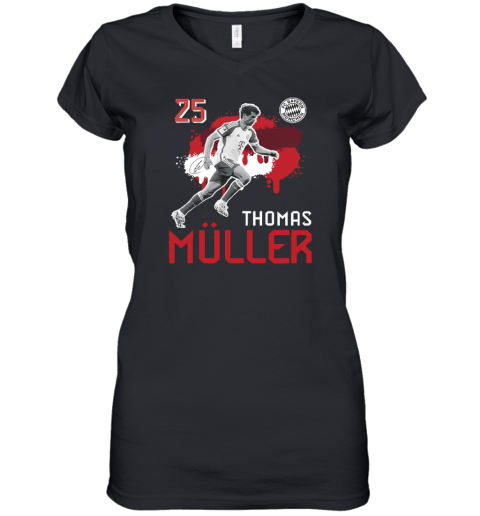 25 Thomas Muller Fc Bayern Munchen Women's V-Neck T-Shirt