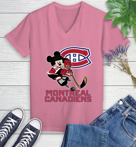 NHL Montreal Canadiens Mickey Mouse Disney Hockey T Shirt Women's V-Neck T-Shirt 13