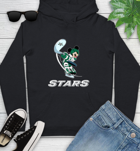 NHL Hockey Dallas Stars Cheerful Mickey Mouse Shirt Youth Hoodie