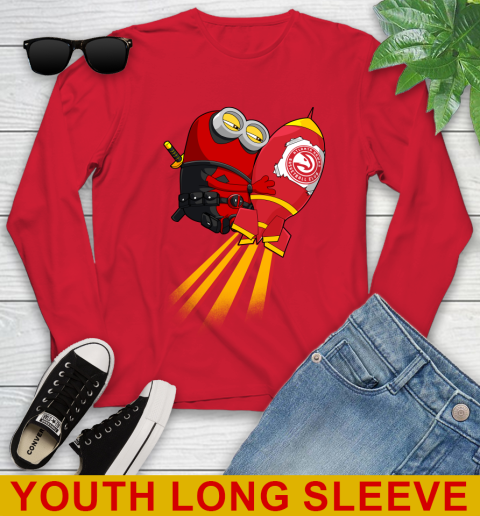 NBA Basketball Atlanta Hawks Deadpool Minion Marvel Shirt Youth Long Sleeve 11