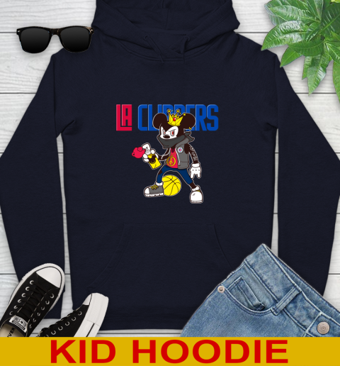 LA Clippers NBA Basketball Mickey Peace Sign Sports Youth Hoodie 4