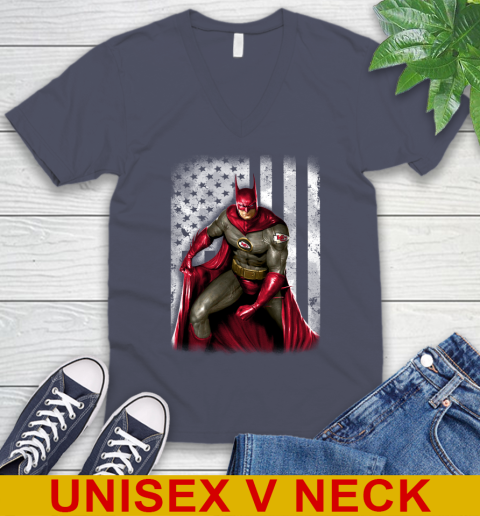 Kansas City Chiefs NFL Football Batman DC American Flag Shirt V-Neck T-Shirt 7