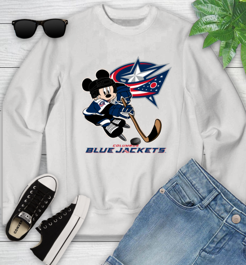 NHL Columbus Blue Jackets Mickey Mouse Disney Hockey T Shirt Youth Sweatshirt