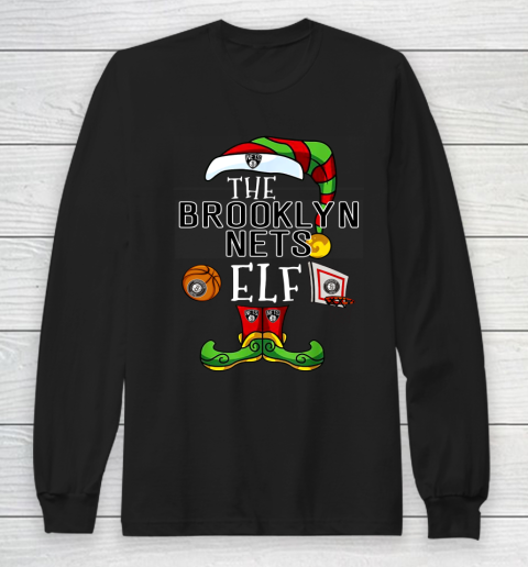 Brooklyn Nets Christmas ELF Funny NBA Long Sleeve T-Shirt