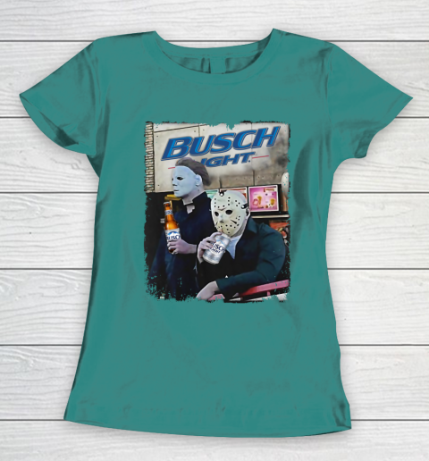 Michael Myers And Jason Voorhees Busch Light Halloween Women's T-Shirt 10