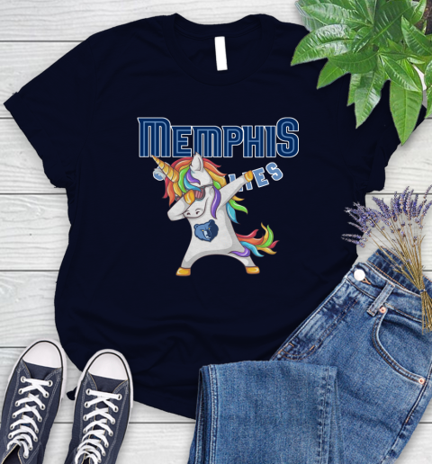 Memphis Grizzlies NBA Basketball Funny Unicorn Dabbing Sports Women's T-Shirt 3