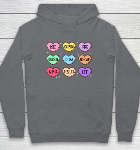 Skibidi Valentine's Day Candy Heart Funny Valentine Rizz Hoodie 3