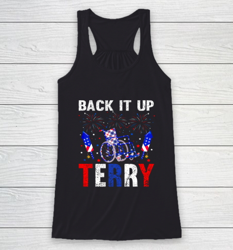 Back It Up Terry 4th Of July Firework American Flag Racerback Tank