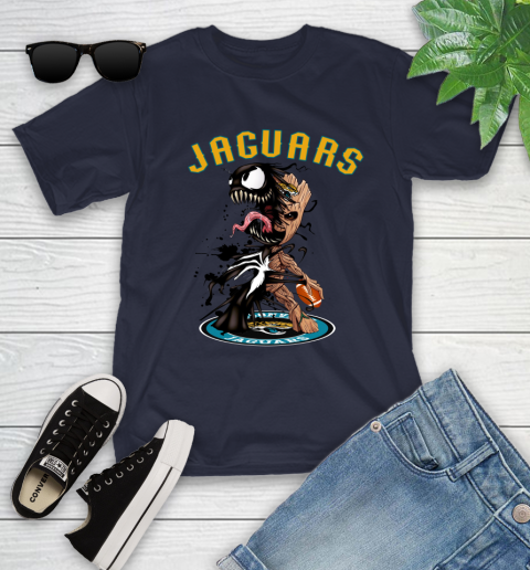 NFL Jacksonville Jaguars Football Venom Groot Guardians Of The Galaxy Youth T-Shirt 3