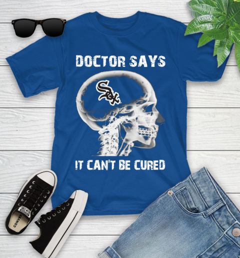 MLB Chicago White Sox Baseball Skull It Can't Be Cured Shirt Youth T-Shirt 10