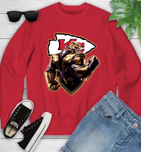 NFL Thanos Avengers Endgame Football Sports Kansas City Chiefs Youth Sweatshirt 9