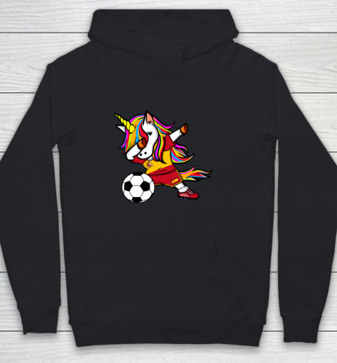 Funny Dabbing Unicorn Spain Football Spanish Flag Soccer Youth Hoodie