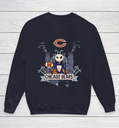 NFL Chicago Bears Football Jack Skellington Halloween Youth Sweatshirt 2