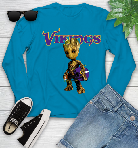 Minnesota Vikings NFL Football Groot Marvel Guardians Of The Galaxy Youth Long Sleeve 7