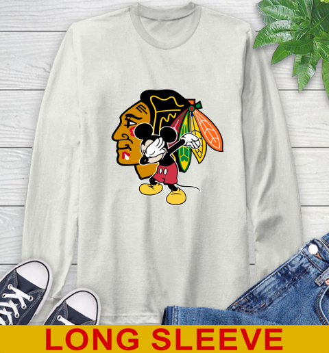 Chicago Blackhawks NHL Hockey Dabbing Mickey Disney Sports Long Sleeve T-Shirt 12
